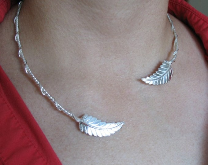 Woodland Vine Sterling Silver Neck Torc, Handmade Leaves Neck Jewelry, Woodland Nature Forest Leaf Neck Ring, Choker, Victorian Neck Pieces