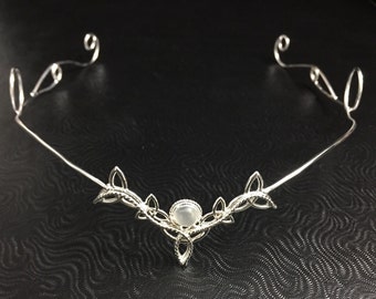 Celtic Knot Moonstone Tiara in Sterling Silver, Irish Bridal Circlet, Wedding Diadems