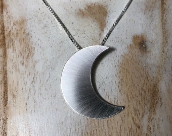 Stevie Nicks Inspired 925 Sterling Silver Crescent Moon Necklace - 18 Inch Chain, Moon Pendant, Moon Jewelry, Handmade Moon, Pagan