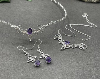 Sterling Silver Celtic Knot Wedding Jewelry Set: Tiara, Necklace & Earrings