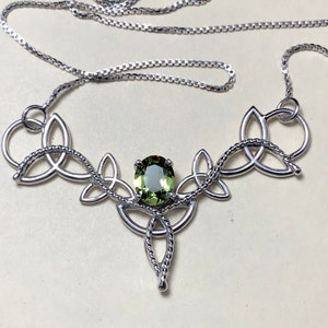 Celtic Emerald Necklace in Sterling Silver, Scottish Necklaces, Handmade Wedding Necklace, Pictish, Irish Wedding, Gifts For Her, Nordic