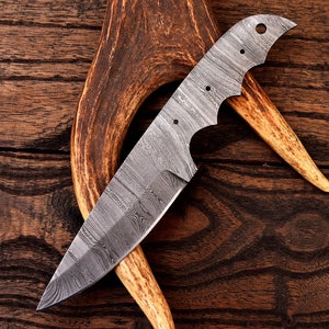 Damascus Steel Full Tang Blank Blade Knife , 9.5&quot; Skinner Knife blank blade, Handmade Blank Blades, Hand Forged Blank Knives Gift for men