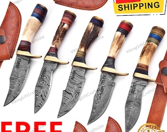 Personalized Set of Groomsmen Hunter Survival Knives, Custom Engraved Knife, Gifts for Him, Men, Groomsman, Fathers day, Birthday, Uncle