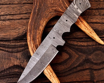 Full Tang Damascus Steel Hunting Knife Blank Blade - 9 Inch
