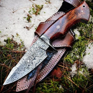Handmade Hunting Knife, Camping Knife, Sk1nner Knife, Damascus Knife, Damascus Steel Knives with Sheath, Best Knife Gift for Campers USA
