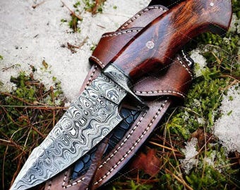 Damascus Knife, Personalized gifts for him, Hunting Knife, Groomsmen gifts, Handmade knife, Gifts For Men, customized knife with sheath