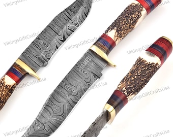 Handmade Damascus Knife Custom Groomsmen Gift Anniversary Gift for him Dad Husband Personalized Gift for Men Graduation gifts for him