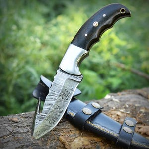 Damascus Blade Handmade Tracer Knife, Hunting Knife, Camping Knives with Sheath, Hand Forged Knives, Best Knife Gift for men, Birthday Gift