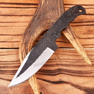 9&quot; Handmade high Carbon Steel Skinner Knife Blank Blade, Outdoor Camping Blank Knife, Hand Forged Knives, Knife Making Supply Kit USA