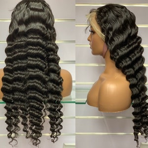 Human Hair 13x4 Lace Front Wig Human Hair Wig 22 inches 180 density. Deep Wave lace wig | Pre-plucked | Transparent frontal |