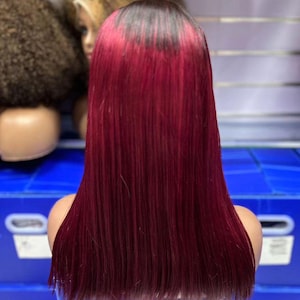 2x6 Closure Lace Kim K Bone straight. Luxury Vietnamese Hair 10 and 16 inches in Red