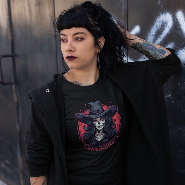 Goth Cowgirl Era Shirt, Vintage Western Style Top, Alternative Rodeo Wear, Dark Western Gothic Shirt