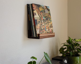 Vinyl Record Wall Mount, Handcrafted Wooden Shelf for LP Storage, Floating Album Display Rack, Unique Music Enthusiast Gift