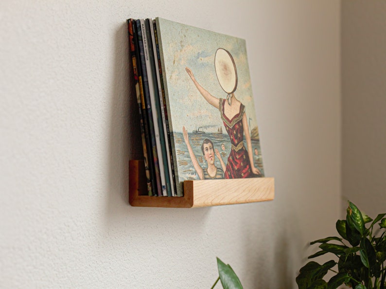 Handmade Wooden Shelves for Vinyl Record Display, Wall Decor Showcase for LP Collections, Perfect Gift for Vinyl Music Lovers, Easy Install