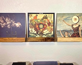 Handcrafted Wooden Shelves for Vinyl Record Display - Unique Floating Wall Mount for LP Collections, Perfect Gift for Music Lovers