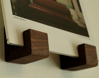 Handmade Walnut Floating Vinyl Record Shelf: Wall-Mounted LP Storage