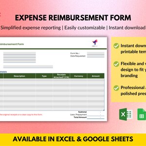 Expense Report Form Template | Editable Excel Spreadsheet Expense Reimbursement Request Travel Expense Employee Expense Claim Form Printable