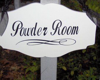Powder Room Sign for Bathroom Door Decor for your Home Hallway Directional Signage Cottage Style Household Decor Items Wood Vinyl Signage