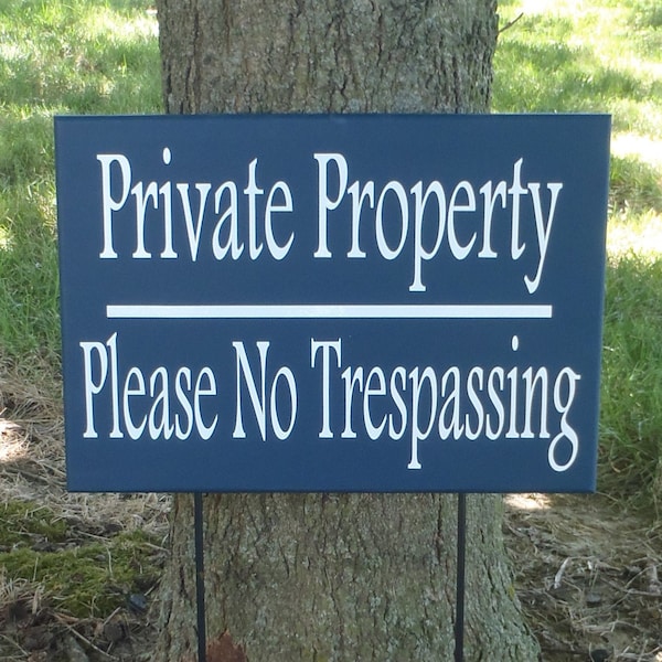 Front Lawn Sign Private Property Please No Trespassing Wood Vinyl Yard Stake Signs For Privacy Options Available