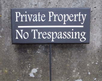 Private Property No Trespassing Wood Vinyl Front Yard Stake Decorative Signs Home Owner Business Owner Contractor Outdoor Signage Lawn Decor