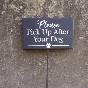 Please Pick Up After Your Dog Front Yard Stake Sign Wood Vinyl Sign Exterior House Plaque Keep Off Lawn Grass Signs No Dog Poop Signage Art