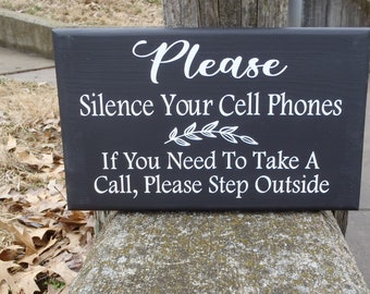 Silence Cell Phones Take Calls Outside Professional Office Decor Wood Vinyl Lobby Entryway Wall Sign No Cell Phone Sign Use Reception Sign