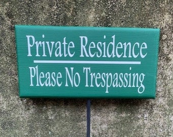 Property Signage for Homes Private Residence Please No Trespassing Wood Vinyl Stake Sign for Front Lawn or Place In Planter On Porch Sign