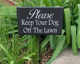 Letreros de vinilo de madera personalizados con texto en inglés "Keep Off Grass Signs for Yard Home Lawn Stake Sign No se permiten perros para casa o negocio propiedad jardín paisaje"