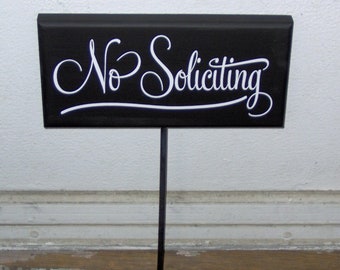 No Soliciting Wood Vinyl Yard Stake Sign Porch Sign Home Decor Garden Decorations Private Property Sign Yard Sign Outdoor House Sign Retro