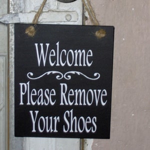 Welcome Please Remove Your Shoes Wood Vinyl Signs Take off Shoes Door ...