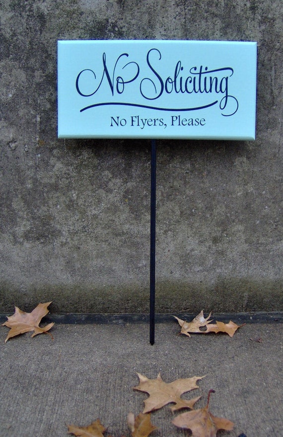 Custom No Soliciting Sign No Flyers Please Yard on Stake Outdoor Custom Wood Everyday Front Porch Entry Decor Door Signage Wood Vinyl Sign