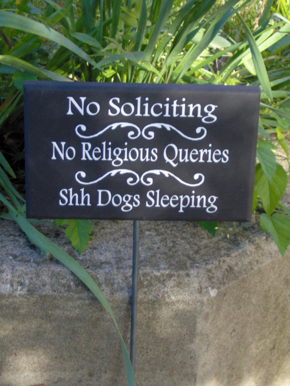 No Soliciting No Religious Queries Shh Dogs Sleeping Wood Vinyl Sign Stake Wooden Yard Sign Pet Supplies Outdoor Garden Sign Porch Sign Dog