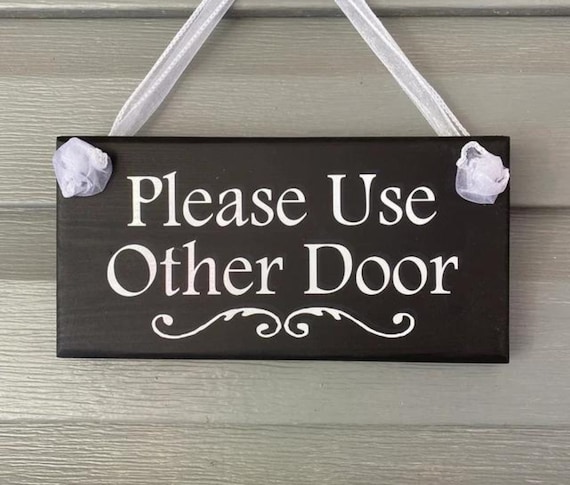 Please Use Other Door Sign Wood Vinyl Front Door Home Decor for Exterior Porch Entryway Wall Sign for House or Business Directional Plaque