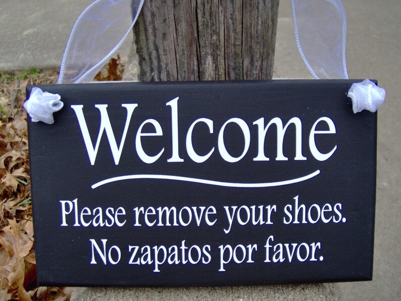 Sign Please Remove Shoes English Sign Spanish Signs Etsy