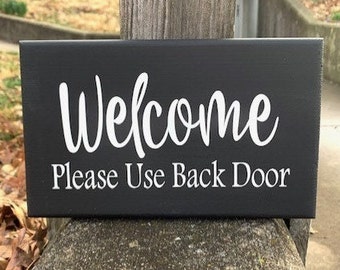 Directional Signs for Entry to Home or Business Door Hanger or Wall Hanging Wood Decor that Welcomes and Guides Guests to Entryway Decor