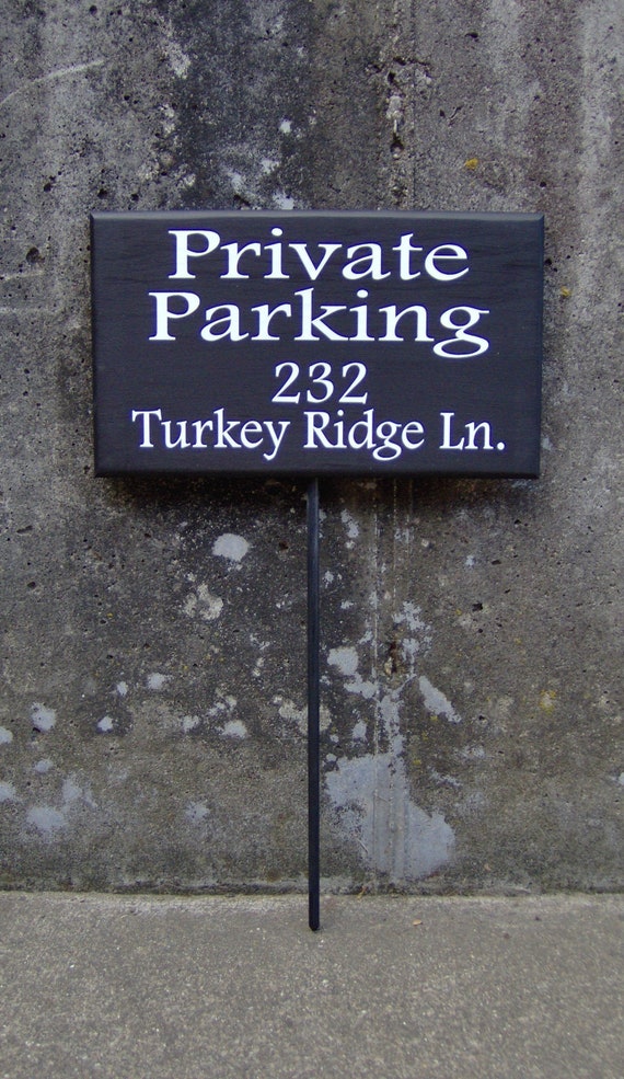 Private Parking Address Sign Wood Vinyl Stake Sign House Number Reserved Driveway Signs Yard Sign Outdoor Sign Parking Sign Wood Sign Art