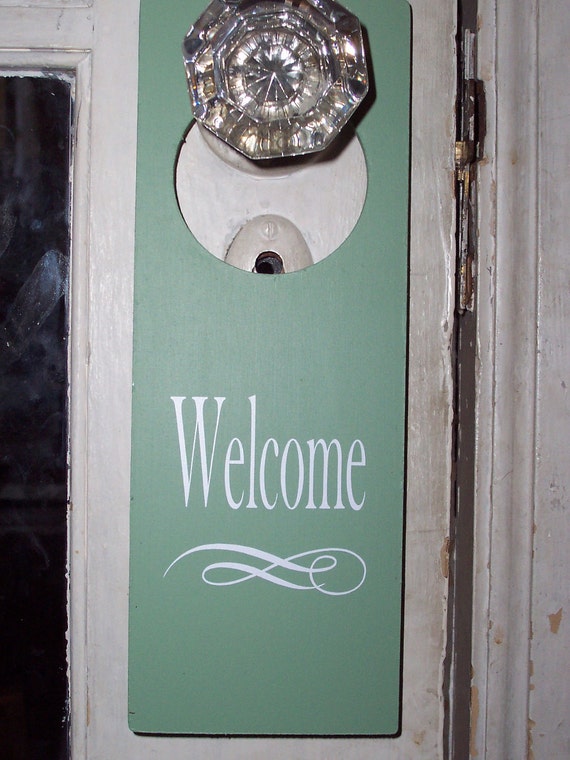 Welcome Door Hanger - Personal Or Business Retail Shop Spa Wood Vinyl Sign