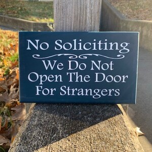 No Soliciting Do Not Open Door For Strangers Wood Sign Vinyl Home Decor Front Door Hanger Privacy Sign Do Not Disturb Yard Sign Porch Sign image 5