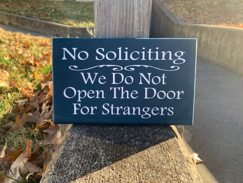 No Soliciting Do Not Open Door For Strangers Wood Sign Vinyl Home Decor Front Door Hanger Privacy Sign Do Not Disturb Yard Sign Porch Sign image 5