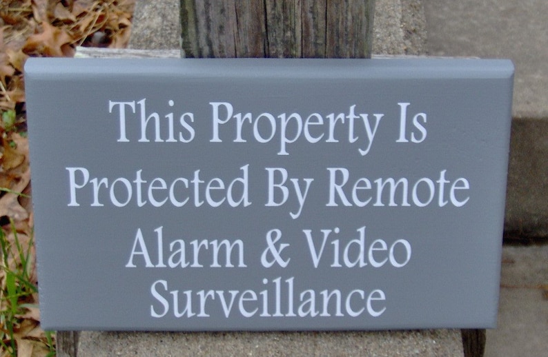 Property Protected Remote Alarm Video Surveillance Wood Vinyl Security Sign Door Sign Door Decor Wall Hanging Door Hanger Home Sign Privacy