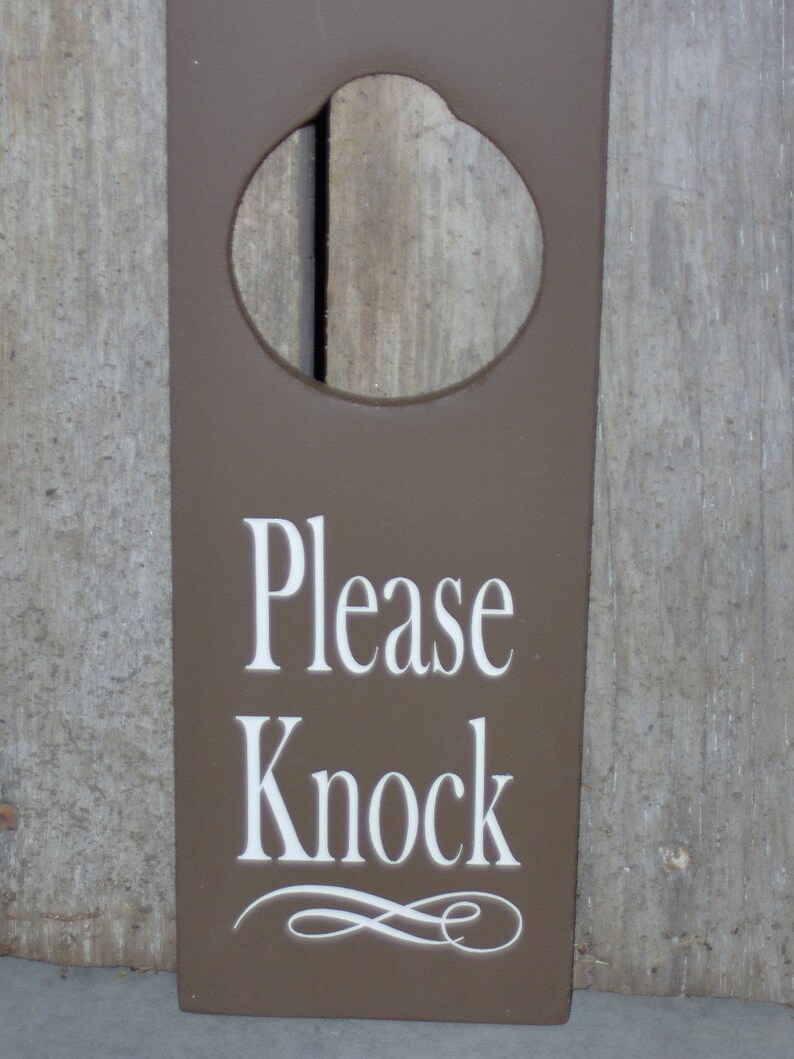 Please Knock Door Knob Hanger Sign Wood Vinyl Office Door | Etsy
