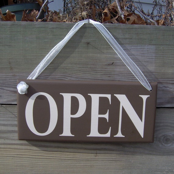 Open Sign Closed Wood Vinyl Sign Two Sided Sign Reversible Sign Business Shop Retail Boutique Signage Office Decor Unique Door Decor Hanger