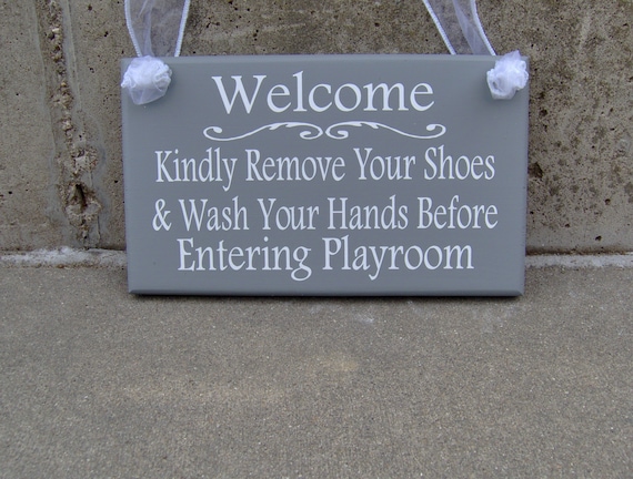 Daycare Signs Exterior Custom Signs Remove Shoes Wash Hands Door Signage Front Door Playroom Decor Home Daycare Entry Wall Wood Vinyl Sign