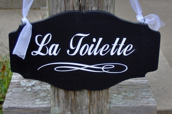 Toilette Sign for Bathroom or Powder Room or Washroom or Restroom Sign Interior Home Decor Room Door Signage Wood Vinyl Decorative Plaque