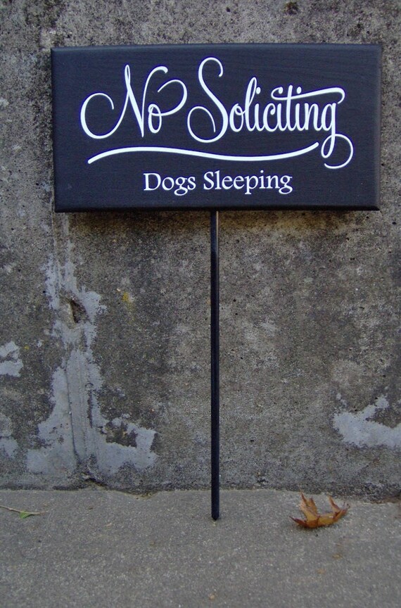 No Soliciting Dogs Sleeping Wood Vinyl Stake Sign Dog Lover Gifts For Her No Solicitors Warning Security Door Sign Front Porch Yard Sign Art