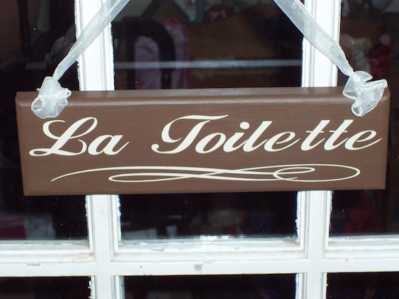 Bathroom Signs for Homes Door Sign for Restrooms Powder Rooms Washroom Wall Hanger for French Country Decor Cottagecore House Decoration