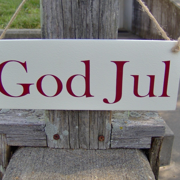 God Jul Swedish Merry Christmas Sign Wood Vinyl Sign Family Holiday Signs For Wreaths Front Porch Door Decor Farmhouse White Signs Wall Art