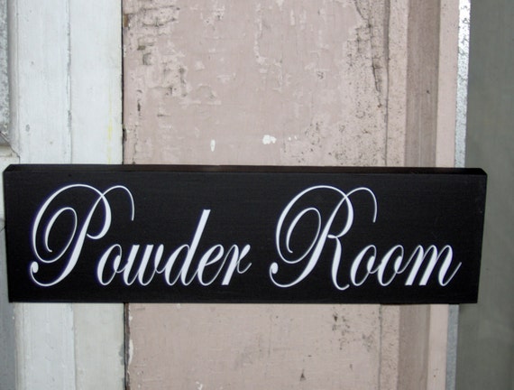 Bathroom Powder Room Sign Wooden Vinyl Personalize Business Toilette Door Hanging Indoor Plaque or Home Decor Gifts for New Home Owners Wall