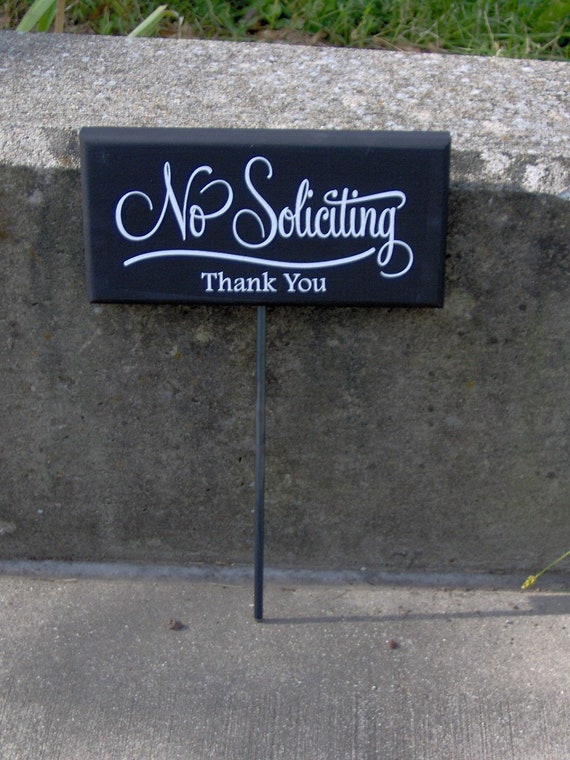 No Soliciting Thank You Wood Vinyl Stake Sign Retro Everyday Porch Home Decor Sign Garden Yard Sign Do Not Disturb Private Property Gift