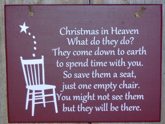 Christmas In Heaven Seat Chair Wood Vinyl Sign Front Door Wreath Sign Holiday Memories Spirit Wall Hanging Ornament Giftware Unique Gift Art